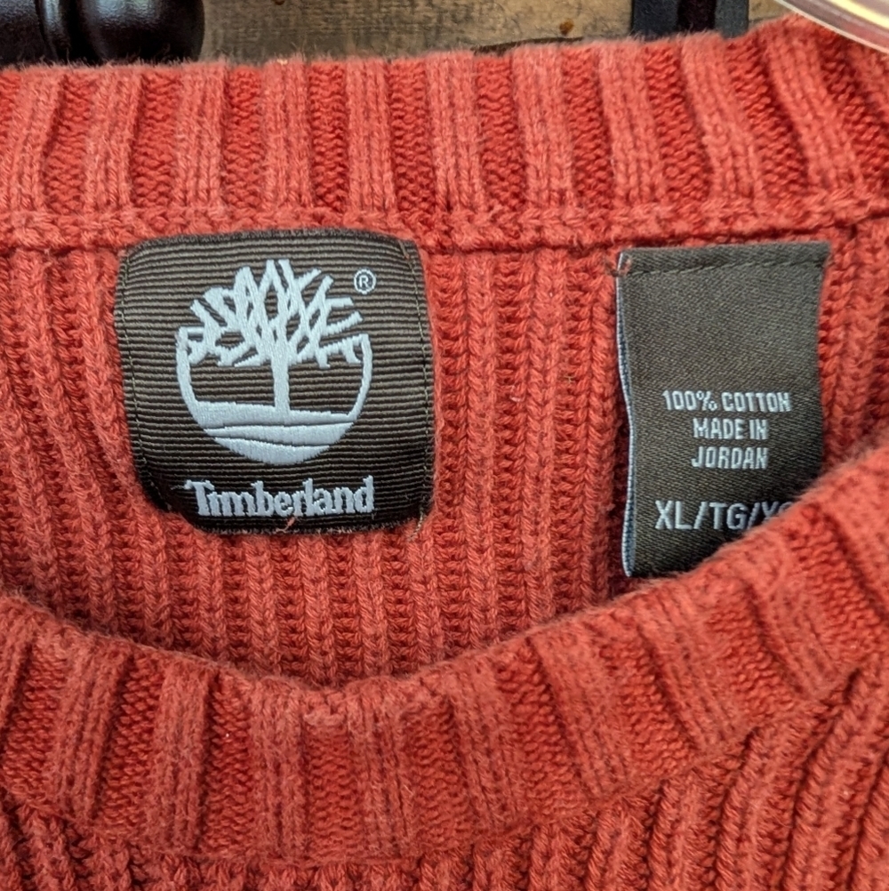 Timberland Burnt Orange Cotton Ribbed Crewneck Sweater - Men's XL - Picture 3 of 4